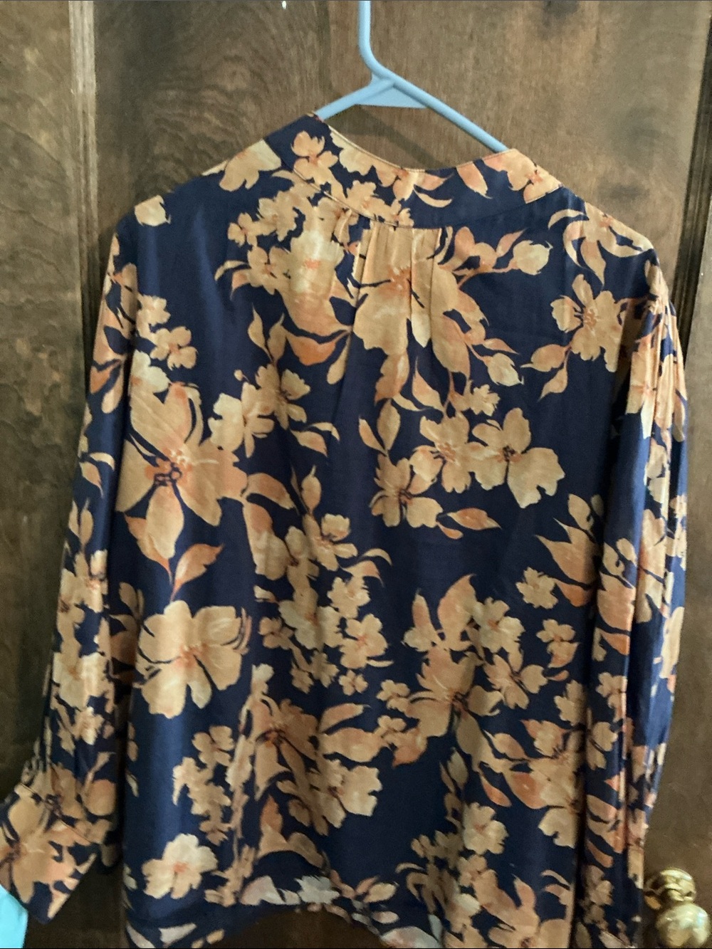 Beautiful by Lawrence Zarian Floral Long-Sleeve Blouse Navy & Tan 1x